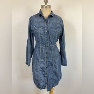 TRULLI Lightweight Denim Shirt Dress Tab Sleeves Multiple Sizes Available Women